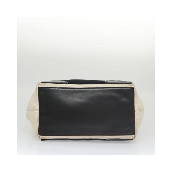 Pre Loved BALENCIAGA Navy Kabas S Hand Bag Canvas White Black Silver 339933 Auth - Picture 7 of 8